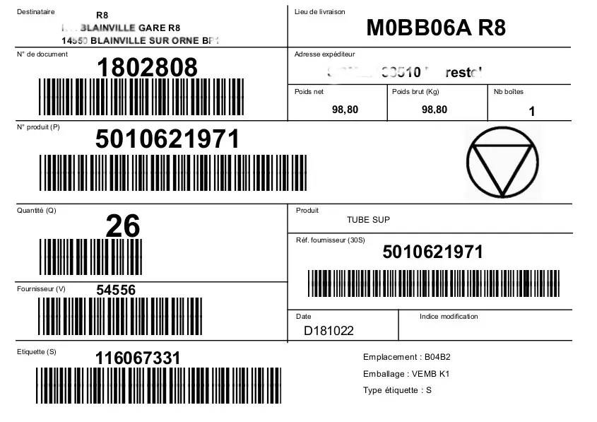 Galia multi barcode label