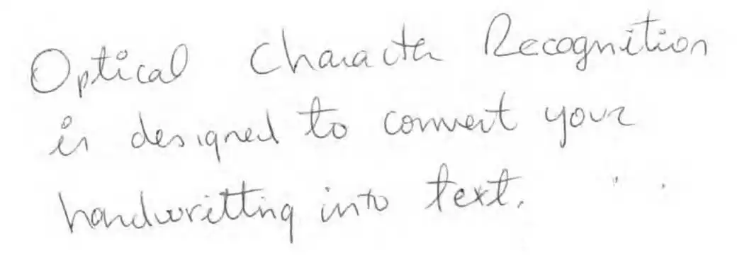Example of handwritten text readable by our OCR