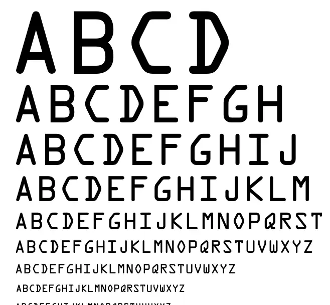 OCR-A alphanumeric font scannable by terminals