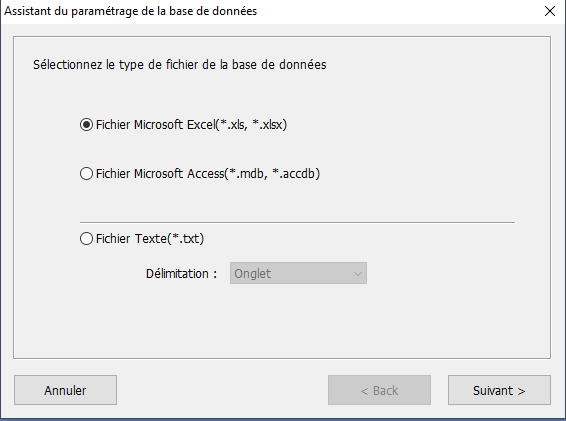 écran de lien base de données et logiciel de conception et d’impression étiquettes code-barre